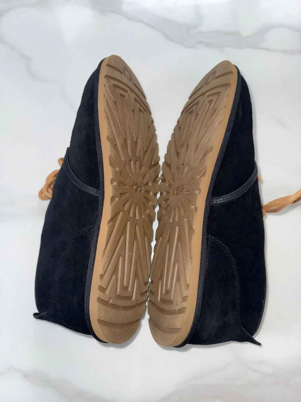 UGG Black Suede Low-Top Shoes with Tan Laces